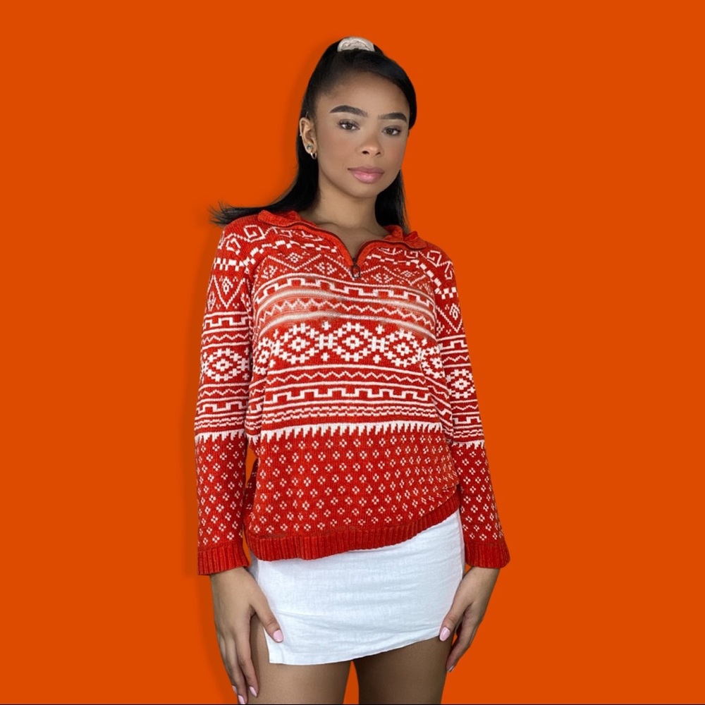 Vintage Aztec Mesh Distressed Quarter Zip